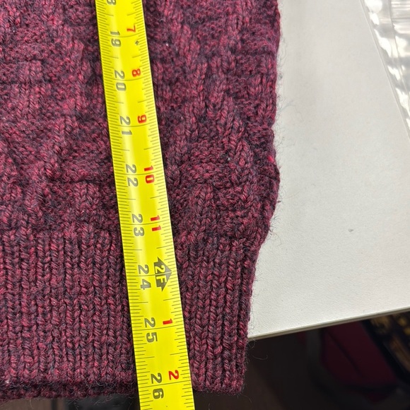 Hand Made Burgundy Textured Cable Knit Fisherman's Vest - Picture 5 of 5